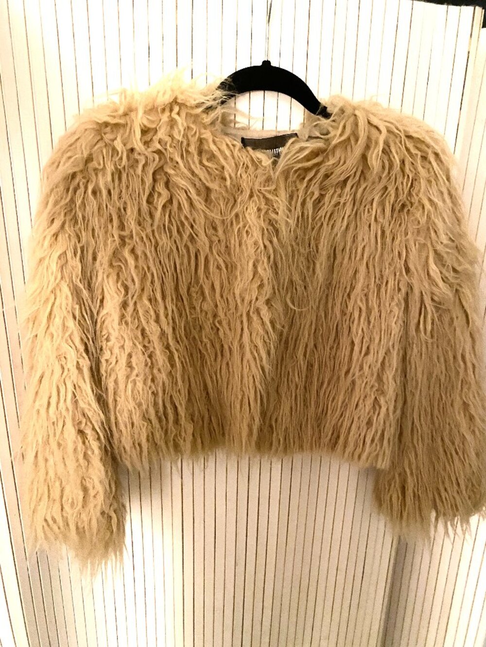 REFORMATION BLUSH SHAG CROPPED JACKET: SIZE XS